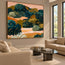 Deep Green and Ochre Hand-Painted Oil Painting, Abstract Garden Landscape #SBRV3BHR