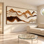Cream & Brown Hand-Painted 3D Textured Oil Painting, Panoramic Mountain Landscape Wall Art #L7N7S073
