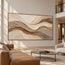 Beige Hand-Painted 3D Textured Oil Painting, Flowing Layered Bands Abstract Wall Art #91IV6MQ0