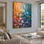 Blue and Coral Hand-Painted Oil Painting, Expressive Color Field #WWMNSDR4
