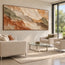 Cream and Terracotta Hand-Painted 3D Textured Oil Painting, Broad Organic Bands #LT43B3PW