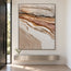 Ivory Tan Hand-Painted 3D Textured Oil Painting, Eroded Layers Wall Art #9RAVTEF6