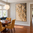 Cream and Gray Hand-Painted 3D Textured Oil Painting, Rising Organic Ribbons #8A15UUOD