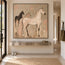 Beige & Cream Hand-Painted Oil Painting, Three Horses in a Modern Equestrian Composition #HIPLCPC8