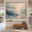 Blue Gray & Ivory Hand-Painted Oil Painting, Abstract Layered Landscape #XI8BIQFA