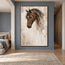 Cream & Brown Hand-Painted Oil Painting, Contemporary Horse Portrait #FOQD7D36