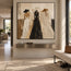 Beige & Cream Hand-Painted Oil Painting, Three Women in Wide-Brim Hats #PGVBMQNS