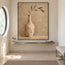 Beige Hand-Painted Oil Painting, Slender Vase with a Leafy Branch #2WV3PKSW