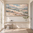 Cream and Blue Gray Hand-Painted Oil Painting, Rolling Coastal Waves #B4FLTKB2