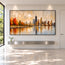 Beige Gold Hand-Painted Oil Painting, Autumn Waterfront Wall Art #CW3XQNK2