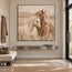 Cream & Brown Hand-Painted Oil Painting, White and Chestnut Horse Portrait #R4TZLUV7