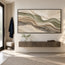 Beige Hand-Painted 3D Textured Oil Painting, Olive and Cream Wave Layers #OF6D6DT0