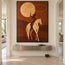 Brown Hand-Painted Oil Painting, Lasso Rider on a Cream Horse #6FDNCBOV