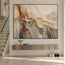 Cream and Gray Hand-Painted 3D Textured Oil Painting, Diagonal Abstract Escarpment #46H337UB