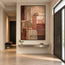 Brown and Beige Hand-Painted Oil Painting, Geometric Arches and Linear Blocks #SOT3Y088