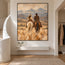 Sand and Blue Gray Hand-Painted Oil Painting, Riders Facing the Mountains #3TULKAQH