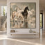 Hand-Painted Oil Painting, Four Horses at the Water in Soft Earth Tones #VUCHU1Y7