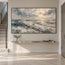 Blue-Gray Hand-Painted Oil Painting, Breaking Waves and Open Sky #KJ75TCEM
