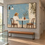 Blue Hand-Painted Oil Painting, Woman at a Cafe Table Wall Art #1IE39W18