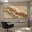 Earth-Tone Hand-Painted 3D Textured Oil Painting, Olive and Brown Strata #CZ83GDFB