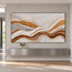 Ivory Gold Hand-Painted 3D Textured Oil Painting, Undulating Bands Wall Art #B19FJV18