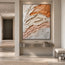Ivory and Peach Hand-Painted 3D Textured Oil Painting, Layered Organic Abstract #QOJT9JV1