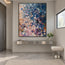 Blue and Blush Hand-Painted Oil Painting, Blue and Blush Abstract Marks #YO8L63PE