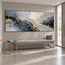 Gray Hand-Painted 3D Textured Oil Painting, Dark Layers and Gold Tones #X6RDSFYU