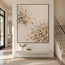 Cream Hand-Painted Oil Painting, Sweeping Leaves with Muted Blue Accents #03M1QDNU