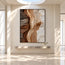Brown Cream Hand-Painted 3D Textured Oil Painting, Vertical Strata Wall Art #WUOPLO0U