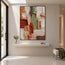 Earth-Tone Hand-Painted 3D Textured Oil Painting, Terracotta & Olive Color-Block Abstract Wall Art #I1ML7OIB