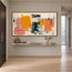 Mustard and Pink Hand-Painted Oil Painting, Graphic Abstract #05NDDBLI