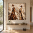 Earth-Tone Hand-Painted Oil Painting, Two Figures in Wide-Brim Hats #AROVDTOR