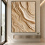 Beige Hand-Painted 3D Textured Oil Painting, Layered Contours Wall Art #CVIFU9CW