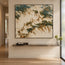 Cream and Deep Green Hand-Painted Oil Painting, Organic Abstract Forms #R1E3GSYK