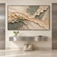 Cream and Sage Gray Hand-Painted 3D Textured Oil Painting, Diagonal Relief Bands #6ICH5UVP