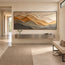 Sand & Taupe Hand-Painted 3D Textured Oil Painting, Layered Wave Abstract Wall Art #J66DZD8R