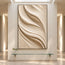 Ivory Hand-Painted 3D Textured Oil Painting, Sweeping Folds Wall Art #VZQ7TCW3