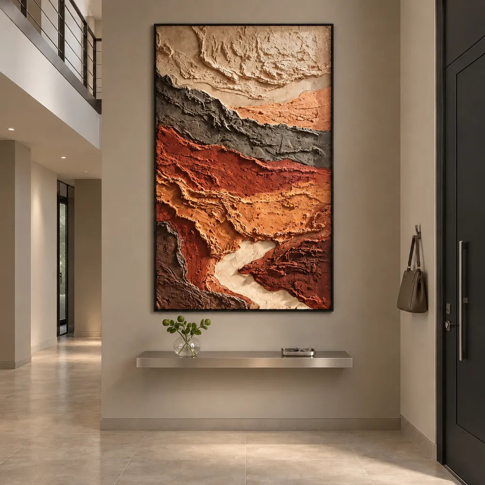Rust and Sand Hand-Painted 3D Textured Oil Painting, Layered Earth Abstract #WOZTWBJA
