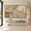 Cream and Taupe Hand-Painted 3D Textured Oil Painting, Flowing Ribbed Arcs #7BXB8EQJ