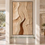 Cream Tan Hand-Painted 3D Textured Oil Painting, Winding Ridges Wall Art #4U0FQXUW