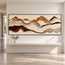 Cream & Brown Hand-Painted 3D Textured Oil Painting, Panoramic Mountain Landscape Wall Art #L7N7S073