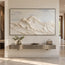 Ivory Hand-Painted 3D Textured Oil Painting, Mountain Peaks Beneath a Soft Gray Sky #0MQBQEM1