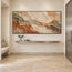 Cream and Terracotta Hand-Painted 3D Textured Oil Painting, Broad Organic Bands #LT43B3PW