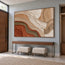 Cream & Terracotta Hand-Painted 3D Textured Oil Painting, Flowing Abstract Curves #3SOTHGWA
