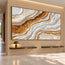 White Gold Hand-Painted 3D Textured Oil Painting, Flowing Veins Wall Art #1VPH1ZGA