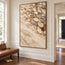 Cream Hand-Painted 3D Textured Oil Painting, Clustered Organic Ovals Abstract Wall Art #KFUV7NA0