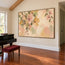 Cream and Blush Hand-Painted Oil Painting, Cascading Flowers and Leaves #VXD35PIW