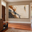 Cream and Charcoal Hand-Painted 3D Textured Oil Painting, Layered Abstract Planes #PZV3FE5N