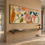 Cream and Terracotta Hand-Painted Oil Painting, Botanical Abstract #R8TB20YJ